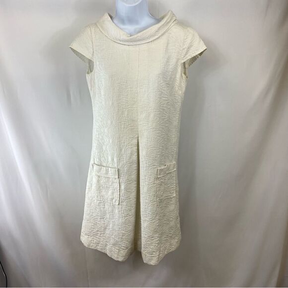 ETCETERA White Pleated Collared Dress Size 6 - Picture 1 of 8